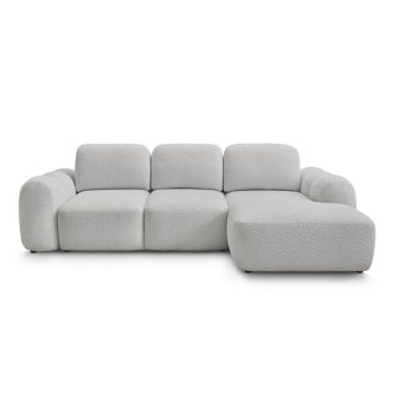 Colțar gri deschis extensibil/cu spațiu de depozitare cu tapițerie din țesătură bouclé (cu colț pe partea dreaptă/cu șezlong) Montaigne – Bobochic Paris