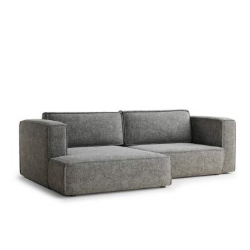 Colțar gri extensibil/cu spațiu de depozitare cu tapițerie din chenille (cu colț pe partea stângă/cu șezlong) Velto – Maison de Rêve