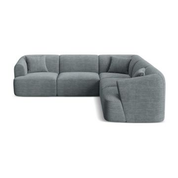 Colțar gri închis cu tapițerie din catifea reiată Campi – Cosmopolitan Design