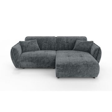 Colțar gri închis cu tapițerie din chenille (cu colț pe partea dreaptă/cu șezlong) Nelia – Ropez