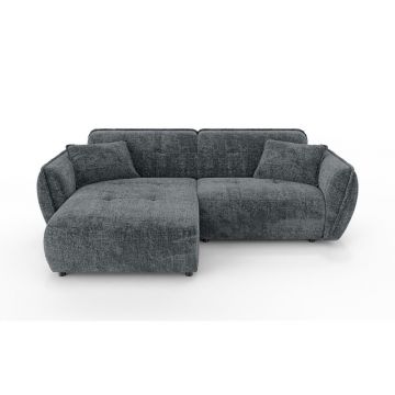 Colțar gri închis cu tapițerie din chenille (cu colț pe partea stângă/cu șezlong) Nelia – Ropez