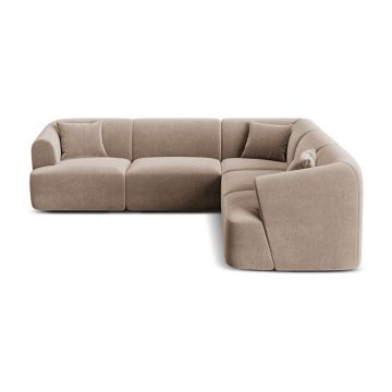 Colțar maro deschis cu tapițerie din catifea Campi – Cosmopolitan Design