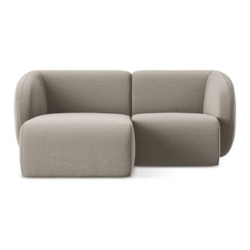 Colțar maro deschis cu tapițerie din catifea (cu colț pe partea stângă/cu șezlong) Lani – Makamii