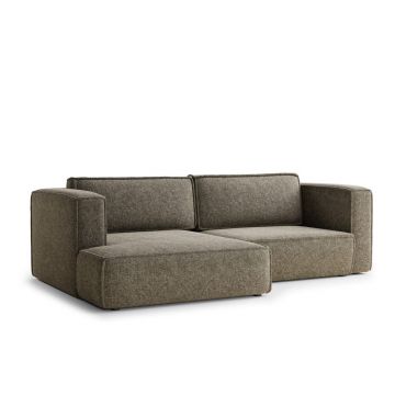 Colțar maro extensibil/cu spațiu de depozitare cu tapițerie din chenille (cu colț pe partea stângă/cu șezlong) Velto – Maison de Rêve