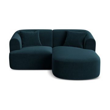 Colțar petrol cu tapițerie din catifea (cu colț pe partea dreaptă/cu șezlong) Campi – Cosmopolitan Design