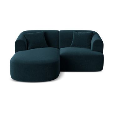 Colțar petrol cu tapițerie din catifea (cu colț pe partea stângă/cu șezlong) Campi – Cosmopolitan Design