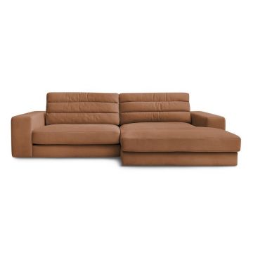 Colțar portocaliu cu tapițerie din catifea (cu colț pe partea dreaptă/cu șezlong) Sierra – Bobochic Paris