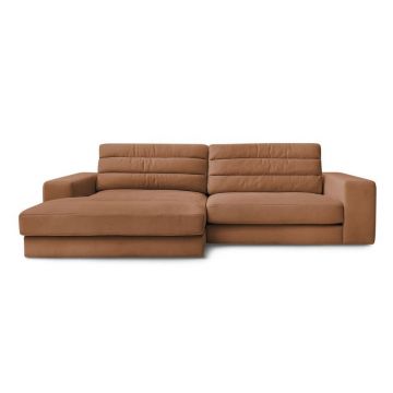 Colțar portocaliu cu tapițerie din catifea (cu colț pe partea stângă/cu șezlong) Sierra – Bobochic Paris