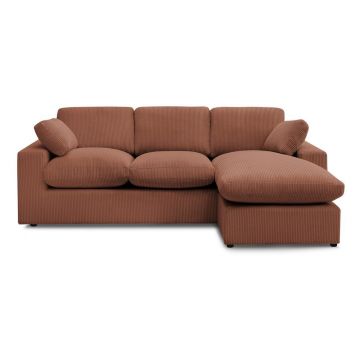 Colțar portocaliu cu tapițerie din catifea reiată Belair – Bobochic Paris