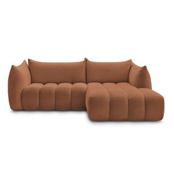 Colțar portocaliu cu tapițerie din țesătură bouclé (cu colț pe partea dreaptă/cu șezlong) Azra – Bobochic Paris