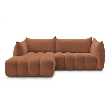Colțar portocaliu cu tapițerie din țesătură bouclé (cu colț pe partea stângă/cu șezlong) Azra – Bobochic Paris