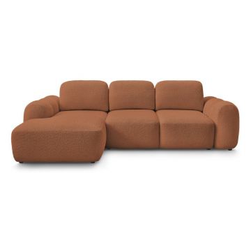 Colțar portocaliu extensibil/cu spațiu de depozitare cu tapițerie din țesătură bouclé (cu colț pe partea stângă/cu șezlong) Montaigne – Bobochic Paris