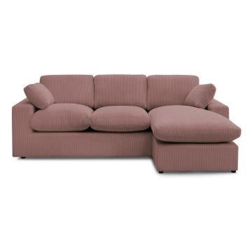 Colțar roz cu tapițerie din catifea reiată Belair – Bobochic Paris