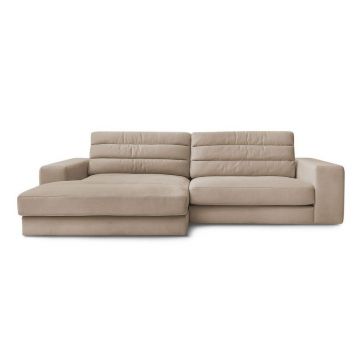 Colțar taupe cu tapițerie din catifea (cu colț pe partea stângă/cu șezlong) Sierra – Bobochic Paris