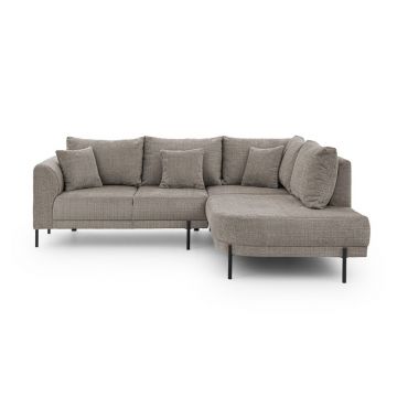 Colțar taupe cu tapițerie din chenille (cu colț pe partea dreaptă/în formă de ”L”) Mauris – Ropez