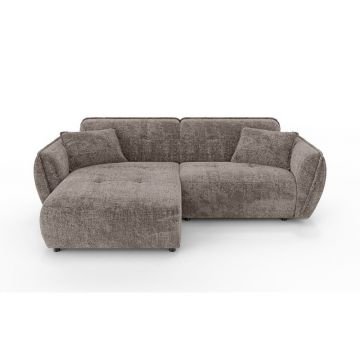 Colțar taupe cu tapițerie din chenille (cu colț pe partea stângă/cu șezlong) Nelia – Ropez