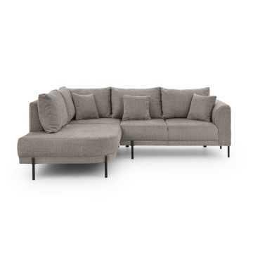 Colțar taupe cu tapițerie din chenille (cu colț pe partea stângă/în formă de ”L”) Mauris – Ropez