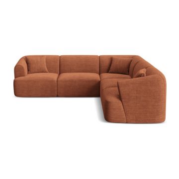 Colțar teracotă cu tapițerie din catifea reiată Campi – Cosmopolitan Design