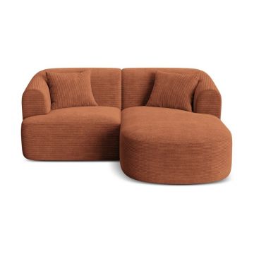 Colțar teracotă cu tapițerie din catifea reiată (cu colț pe partea dreaptă/cu șezlong) Campi – Cosmopolitan Design