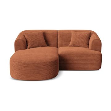 Colțar teracotă cu tapițerie din catifea reiată (cu colț pe partea stângă/cu șezlong) Campi – Cosmopolitan Design