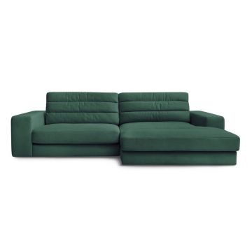 Colțar verde cu tapițerie din catifea (cu colț pe partea dreaptă/cu șezlong) Sierra – Bobochic Paris