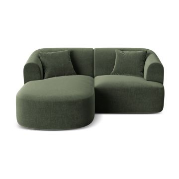 Colțar verde cu tapițerie din catifea (cu colț pe partea stângă/cu șezlong) Campi – Cosmopolitan Design