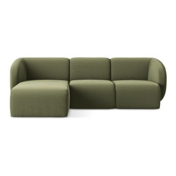 Colțar verde cu tapițerie din catifea (cu colț pe partea stângă/cu șezlong) Lani – Makamii