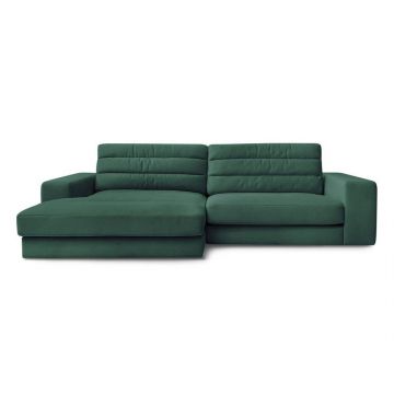 Colțar verde cu tapițerie din catifea (cu colț pe partea stângă/cu șezlong) Sierra – Bobochic Paris