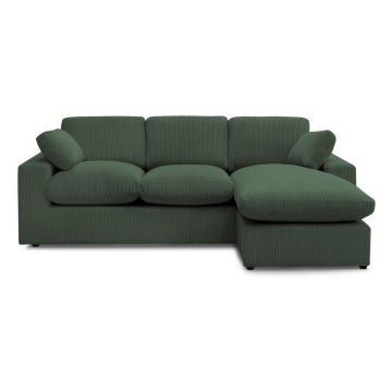 Colțar verde cu tapițerie din catifea reiată Belair – Bobochic Paris