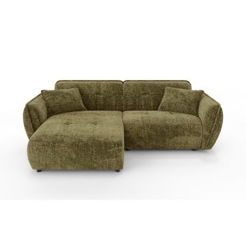 Colțar verde cu tapițerie din chenille (cu colț pe partea stângă/cu șezlong) Nelia – Ropez