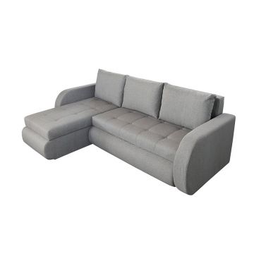 Coltar Extensibil Bedora Siena 243x141x81 cm, lada de depozitare, reversibil, textil, gri