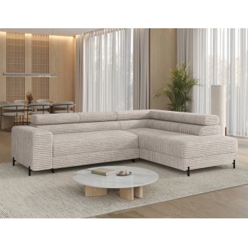 Coltar extensibil dreapta 5 locuri ELTAP, Colesio, 274x200x93 cm, lemn/poliester, alb murdar