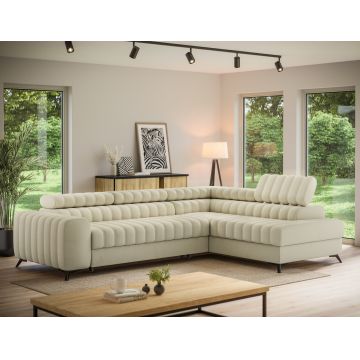 Coltar extensibil dreapta 5 locuri ELTAP, RT-04MO, Kanedo, 269x204x86 cm, lemn/poliester, bej