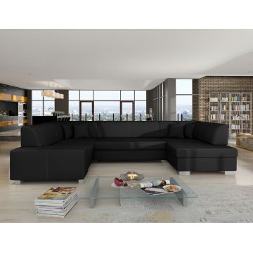 Coltar extensibil dreapta 6 locuri ELTAP, Hv06, Havana, 322x204x72 cm, lemn/poliester, negru