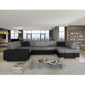 Coltar extensibil dreapta 6 locuri ELTAP, Hv07, Havana, 322x204x72 cm, lemn/poliester, gri inchis/negru