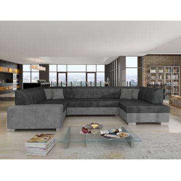 Coltar extensibil dreapta 6 locuri ELTAP, Hv23, Havana, 322x204x72 cm, lemn/poliester, gri inchis/gri