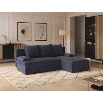 Coltar extensibil reversibil 3 locuri ELTAP, 06JAR, Gino, 201x143x90 cm, lemn/poliester, gri inchis