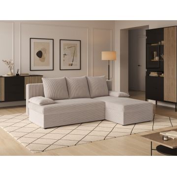 Coltar extensibil reversibil 3 locuri ELTAP, Gino, 201x143x90 cm, lemn/poliester, bej