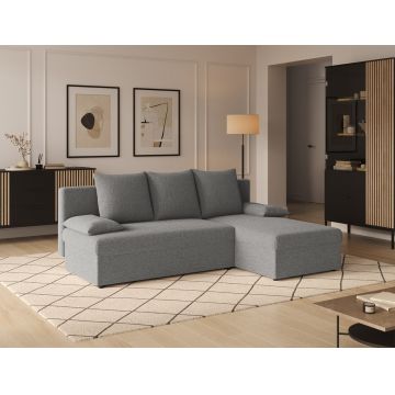 Coltar extensibil reversibil 3 locuri ELTAP, Gino, 201x143x90 cm, lemn/poliester, gri deschis