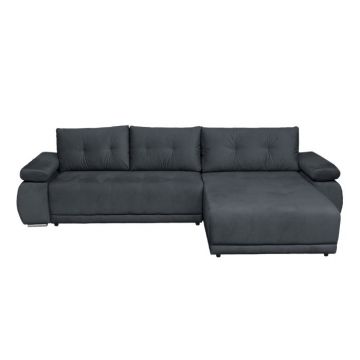 Coltar extensibil SAINT TROPEZ, cu arcuri si lada depozitare, colt interschimbabil, albastru petrol, 315x204x85 cm