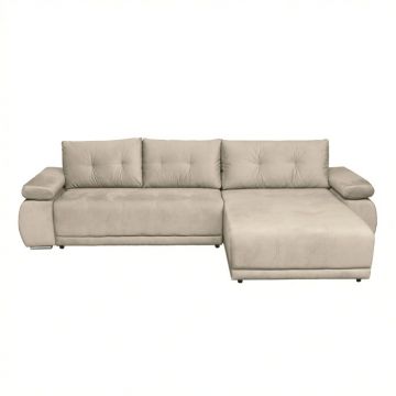 Coltar extensibil SAINT TROPEZ, cu arcuri si lada depozitare, colt interschimbabil, bej, 315x204x85 cm