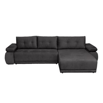 Coltar extensibil SAINT TROPEZ, cu arcuri si lada depozitare, colt interschimbabil, gri inchis, 315x204x85 cm