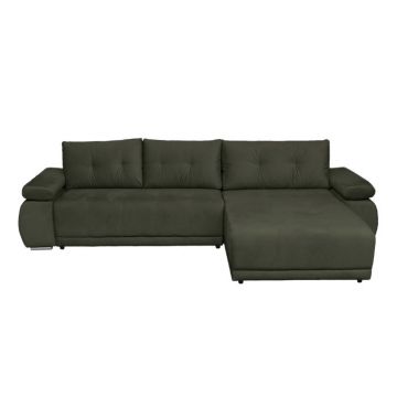 Coltar extensibil SAINT TROPEZ, cu arcuri si lada depozitare, colt interschimbabil, verde, 315x204x85 cm