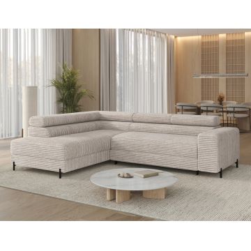 Coltar extensibil stanga 5 locuri ELTAP, Colesio, 274x200x93 cm, lemn/poliester, alb murdar