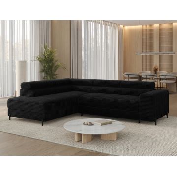 Coltar extensibil stanga 5 locuri ELTAP, Colesio, 274x200x93 cm, lemn/poliester, negru