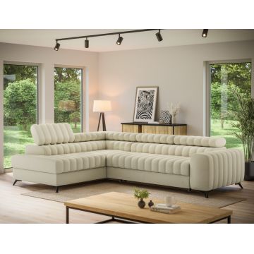 Coltar extensibil stanga 5 locuri ELTAP, LT-04MO, Kanedo, 269x204x86 cm, lemn/poliester, bej