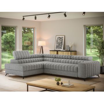 Coltar extensibil stanga 5 locuri ELTAP, LT-04PAO, Kanedo, 269x204x86 cm, lemn/poliester, gri