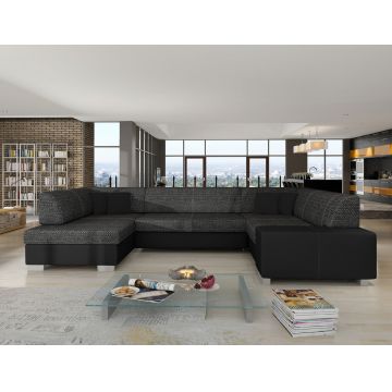 Coltar extensibil stanga 6 locuri ELTAP, Hv14, Havana, 322x204x72 cm, lemn/poliester, gri inchis/negru