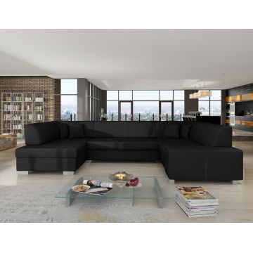 Coltar extensibil stanga 6 locuri ELTAP, Hv17, Havana, 322x204x72 cm, lemn/poliester, negru