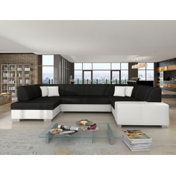 Coltar extensibil stanga 6 locuri ELTAP, Hv19, Havana, 322x204x72 cm, lemn/poliester, gri antracit/alb